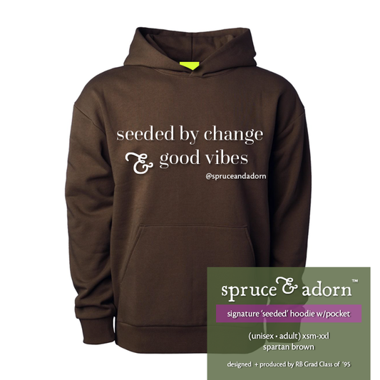 RB adult : 'seeded by change & good vibes' oversize hoodie w/ pocket
